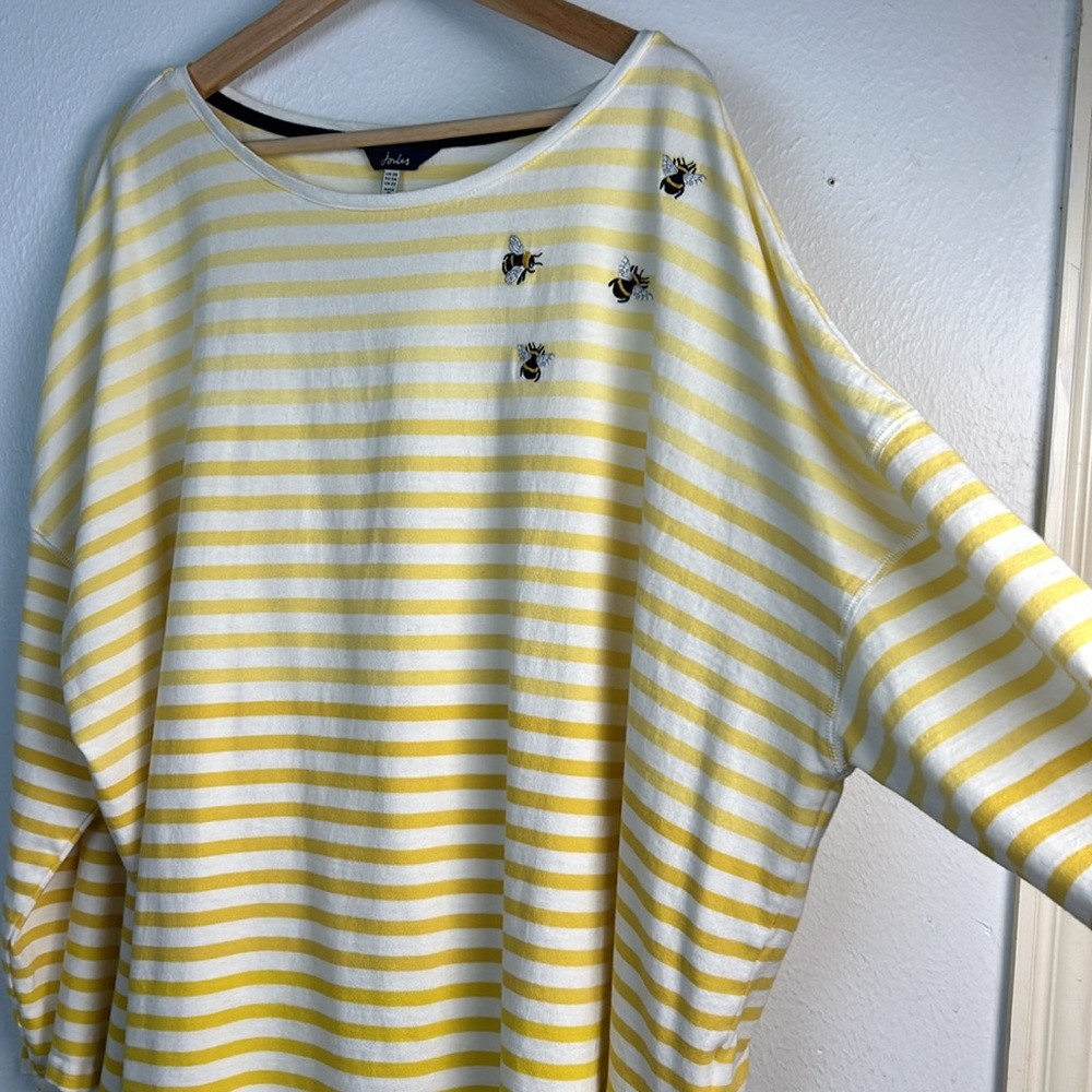 Joules bumble bee Marina yellow stripe long sleeve top plus size 22 cotton - Picture 7 of 16